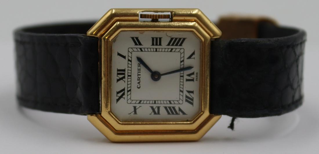 JEWELRY. Ladies Cartier Ceinture 18kt Gold Watch. (1 of 16)