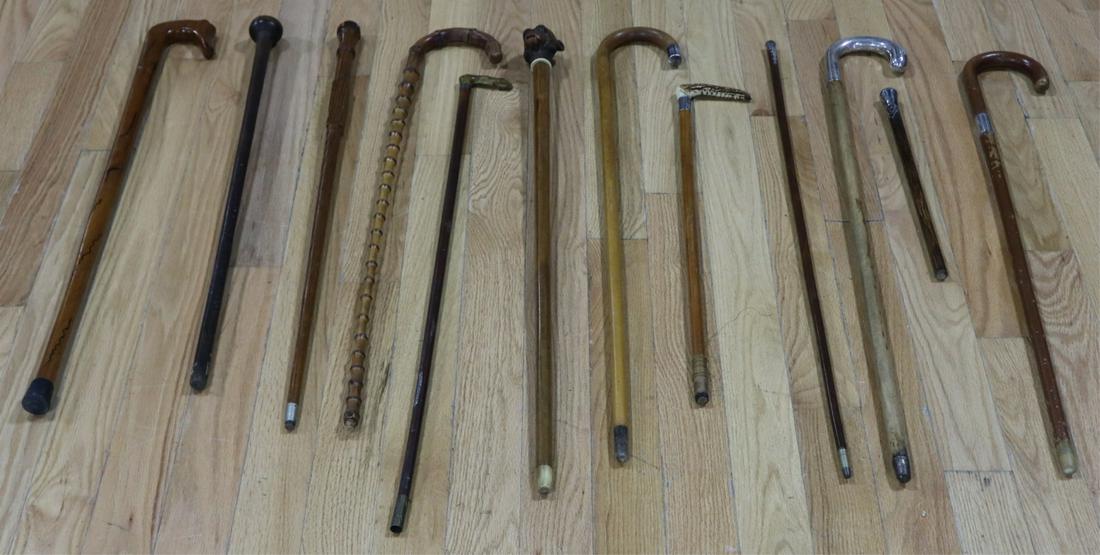 SILVER. Lot of (12) Vintage Canes & Walkingsticks. (1 of 8)