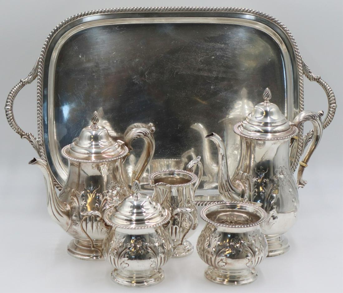 STERLING. 5pc. Durham Silver Tea Service with Tray (1 of 11)