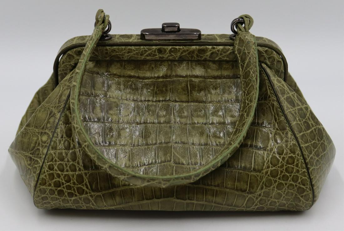 COUTURE. Nancy Gonzales Green Crocodile Purse. (1 of 9)