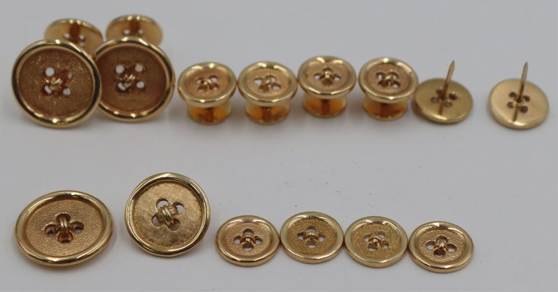 JEWELRY. 14kt Gold Cufflink and Shirt Stud Set. (1 of 13)
