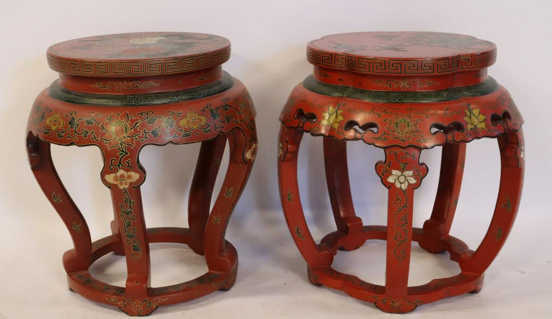 Antique Pair of Decorated Asian Lacquered Stands (1 of 6)