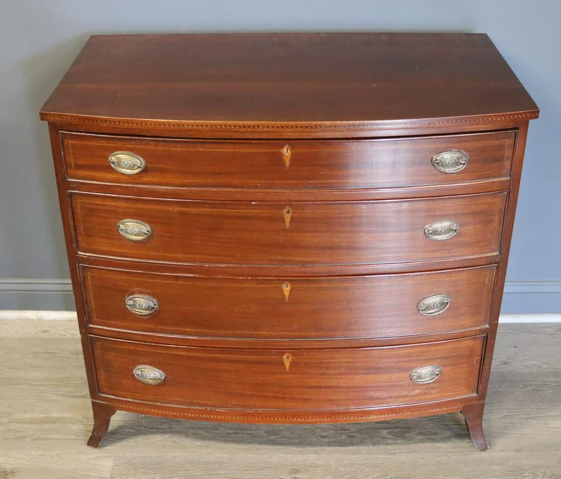 Antique Mahogany Bow Front Chest. (1 of 3)
