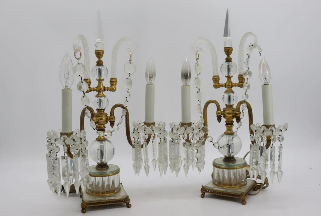 An Art Deco Pair of Candelabra Lamps.: From a Westchester NY estate. - Dimensions: 19" x 12"