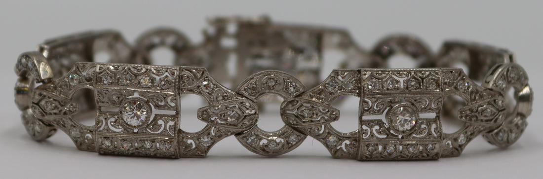 JEWELRY. Antique Platinum and Diamond Bracelet. (1 of 14)