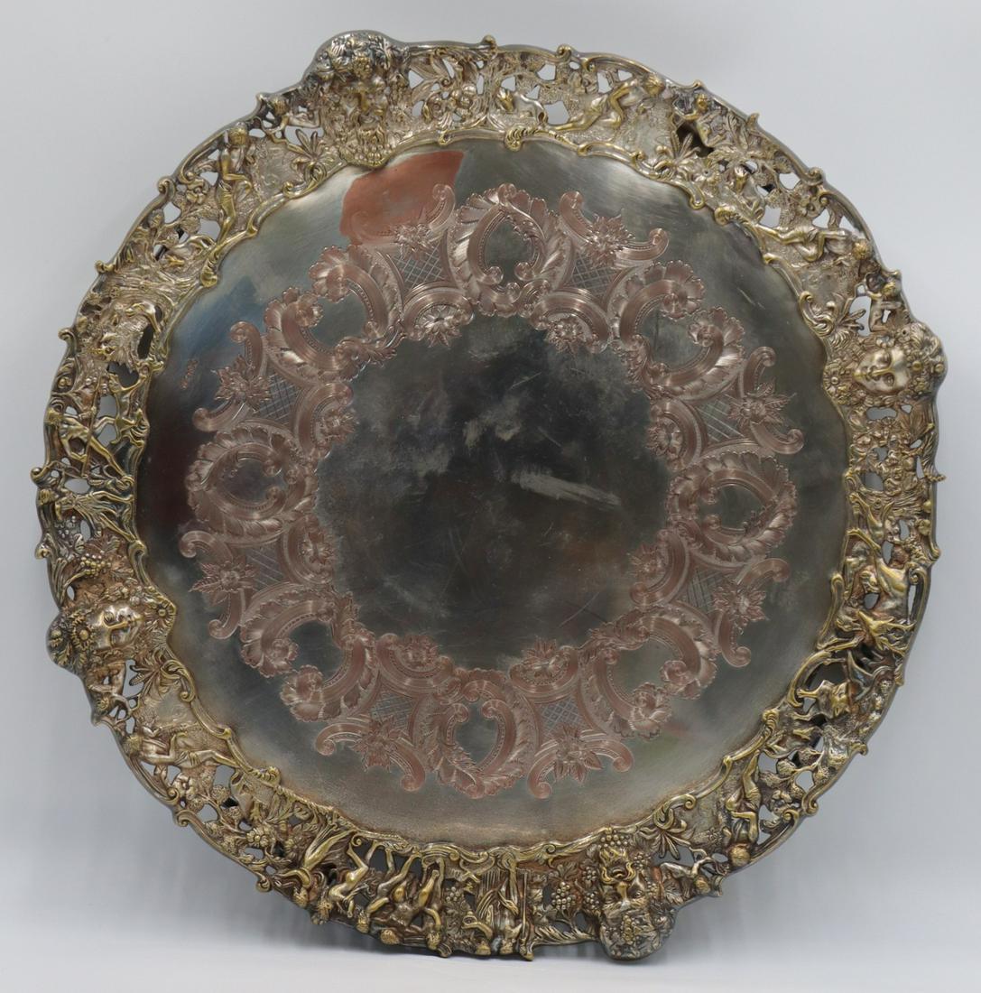 SILVERPLATE. Large Bacchanal Silverplate Tray. (1 of 11)
