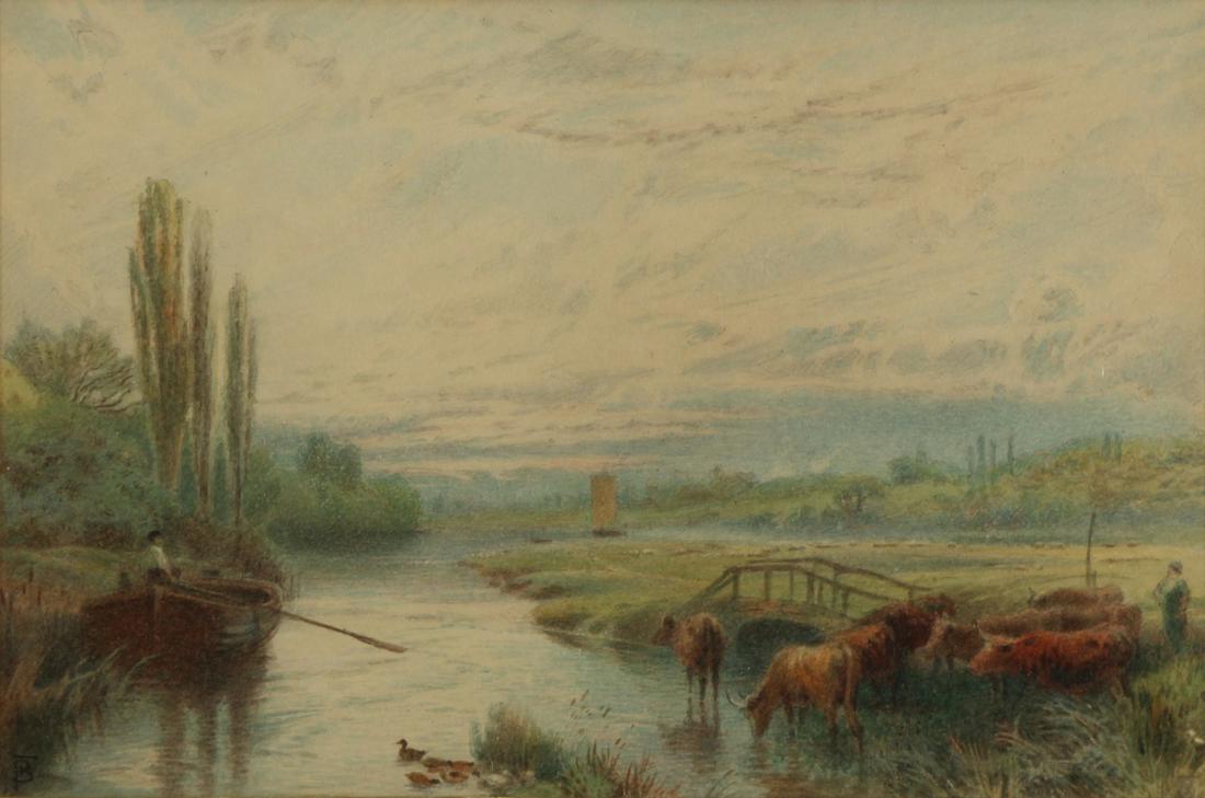 MYLES BIRKET FOSTER (BRITISH, 1825-1899).: Watercolor. Lanscape. Initialed lower left. From a New Rochelle, NY collection. - Dimensions: 5" high x 8" wide