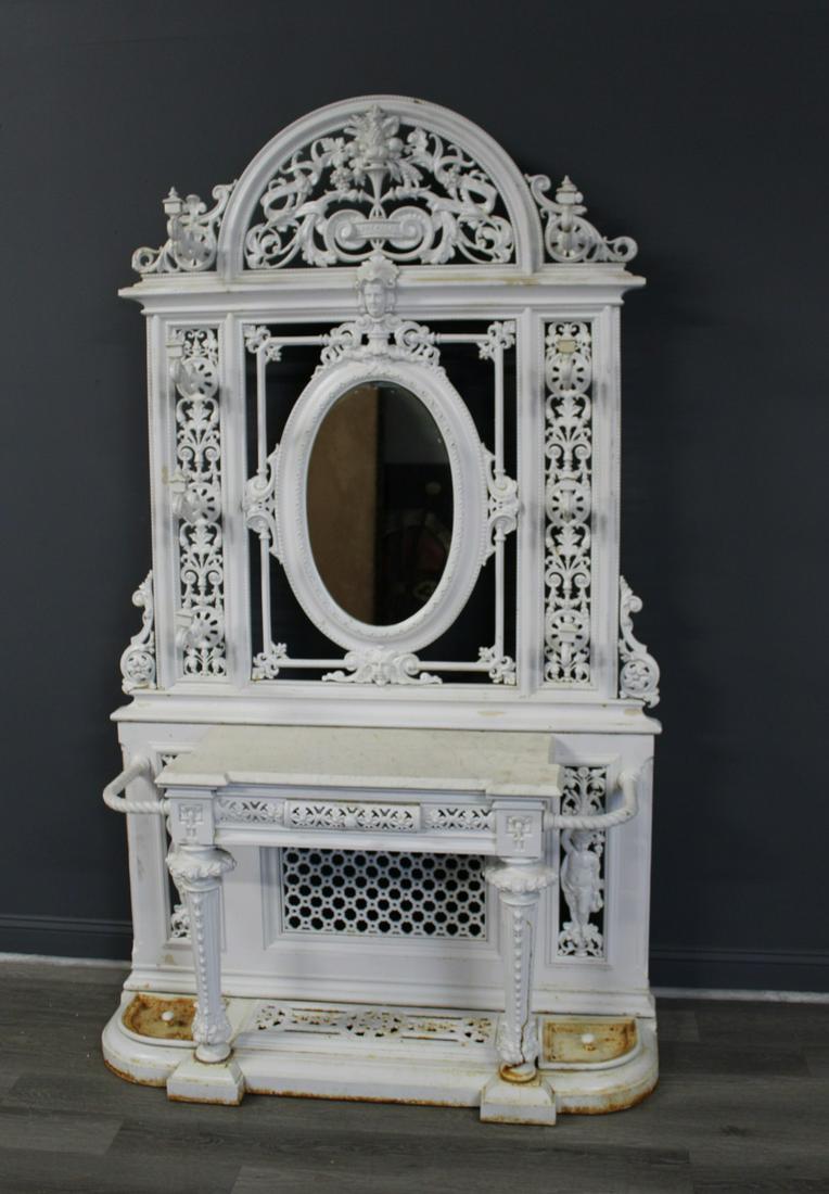 Victorian White Painted Cast Iron Hall Tree. (1 of 10)