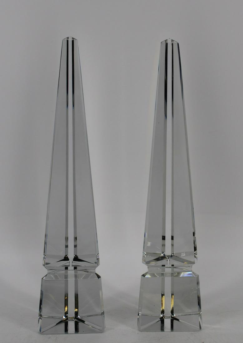 Baccarat Signed Pair of Glass Obelisks. (1 of 4)