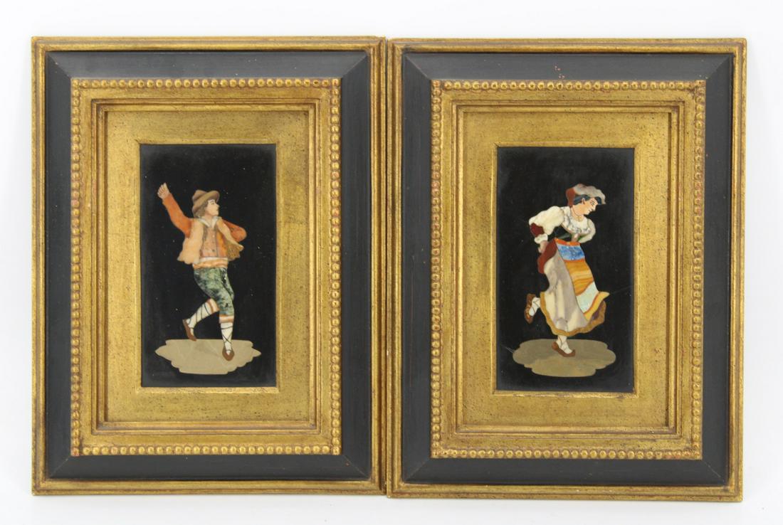 2 Antique Framed Pietra Dura Plaques. (1 of 5)