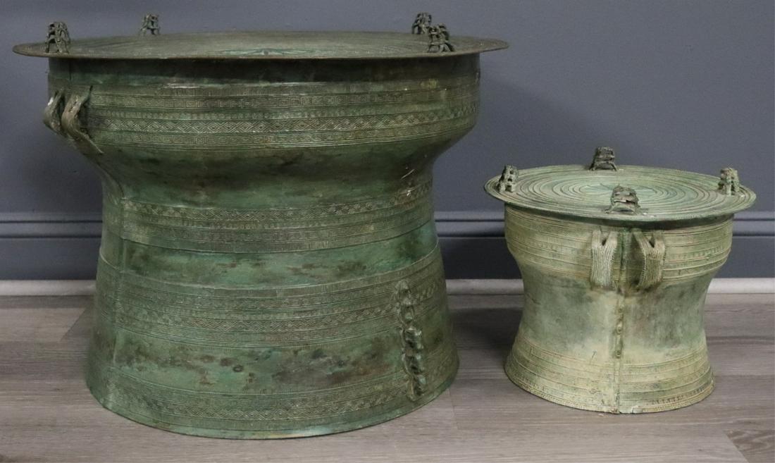 (2) Bronze Burmese Rain Drums. (1 of 11)