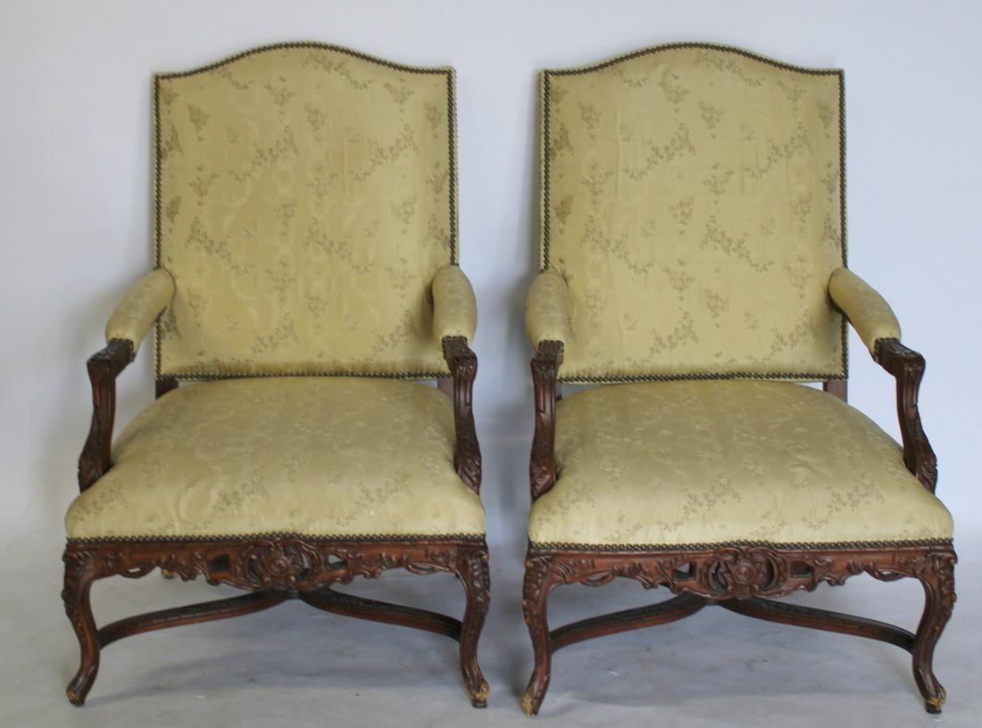 Pair Of Ralph Lauren Upholstered High Back Chairs. (1 of 9)