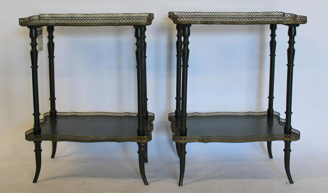 A Vintage Pair Of Paint & Gilt Decorated 2 Tier (1 of 5)