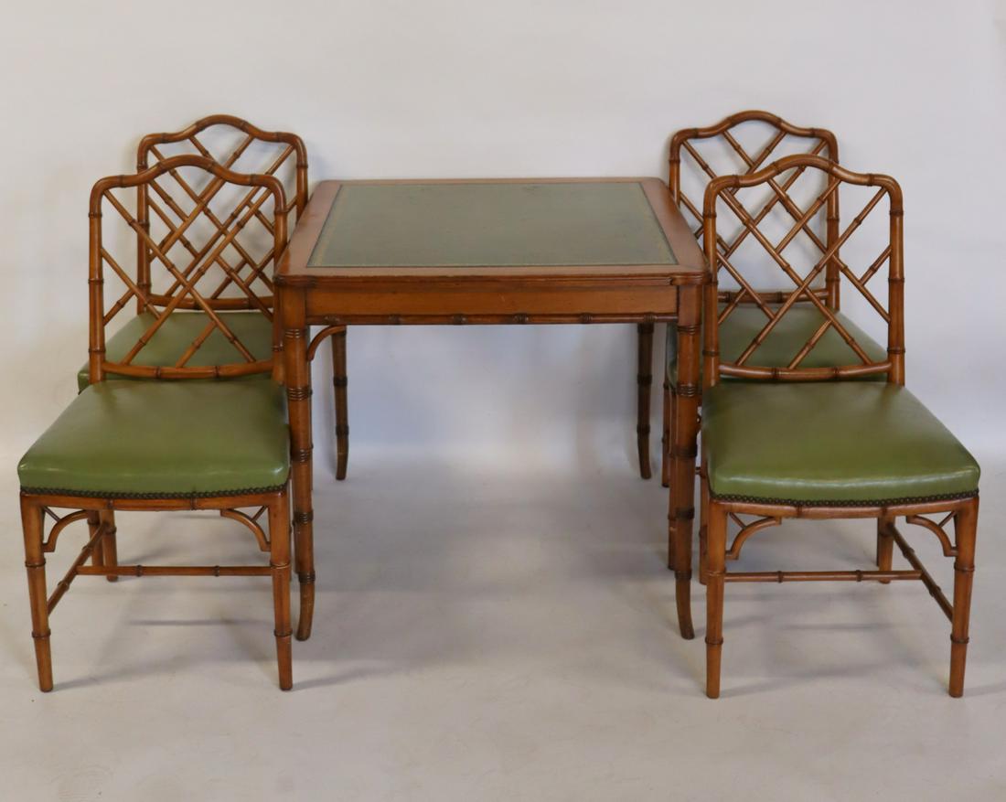 Midcentury Bamboo Form Card Table & Chairs. (1 of 9)