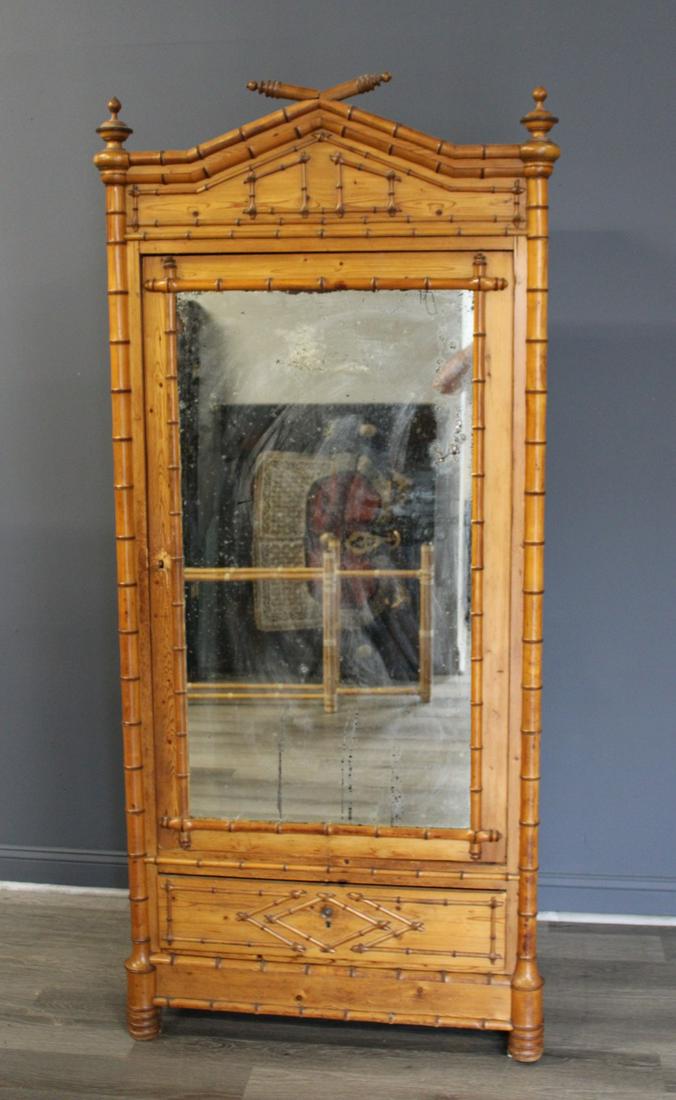 Antique American Maple Bamboo Form Armoire. (1 of 6)