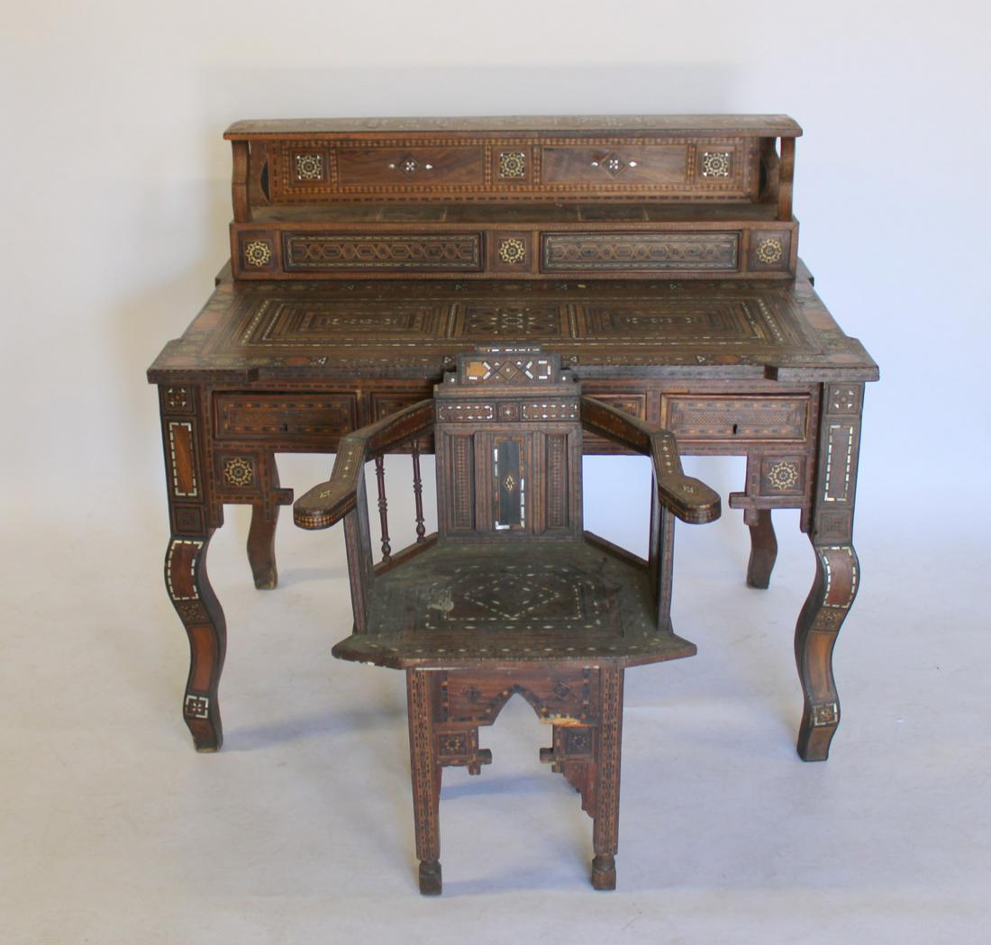 Antique Moroccan / Syrian Inlaid Desk & Chair. (1 of 10)