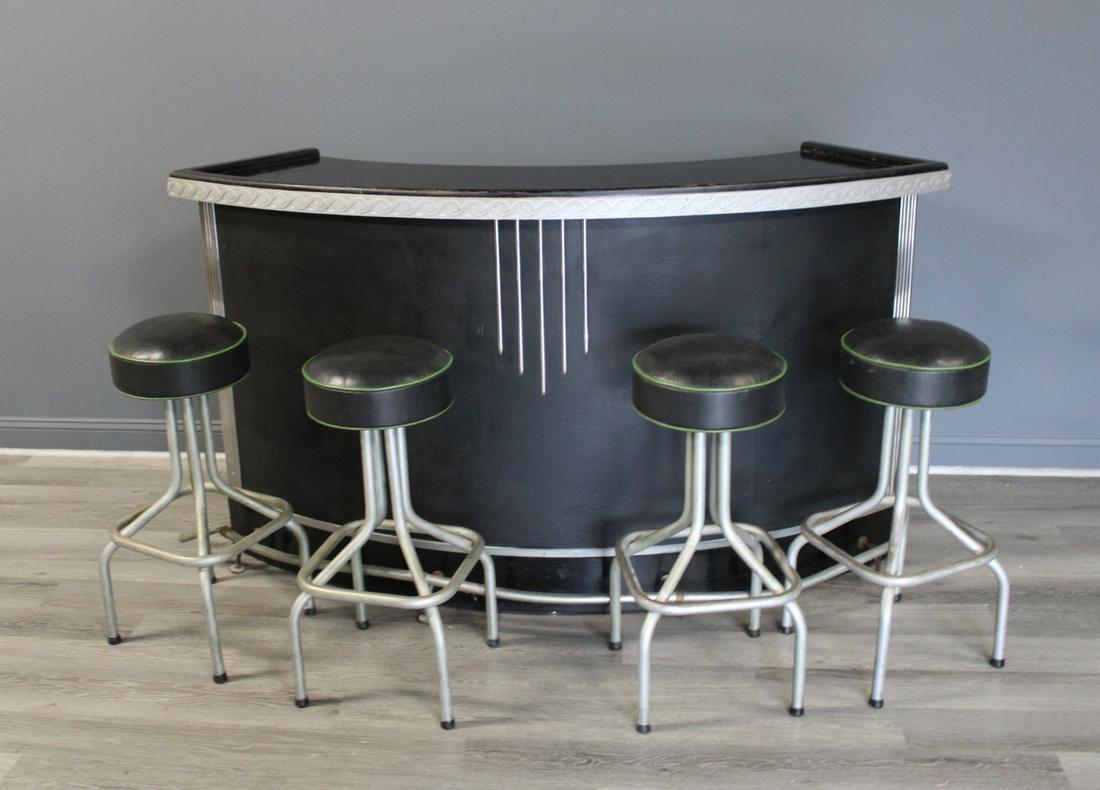 Art Deco Bar And 4 Stools. (1 of 9)