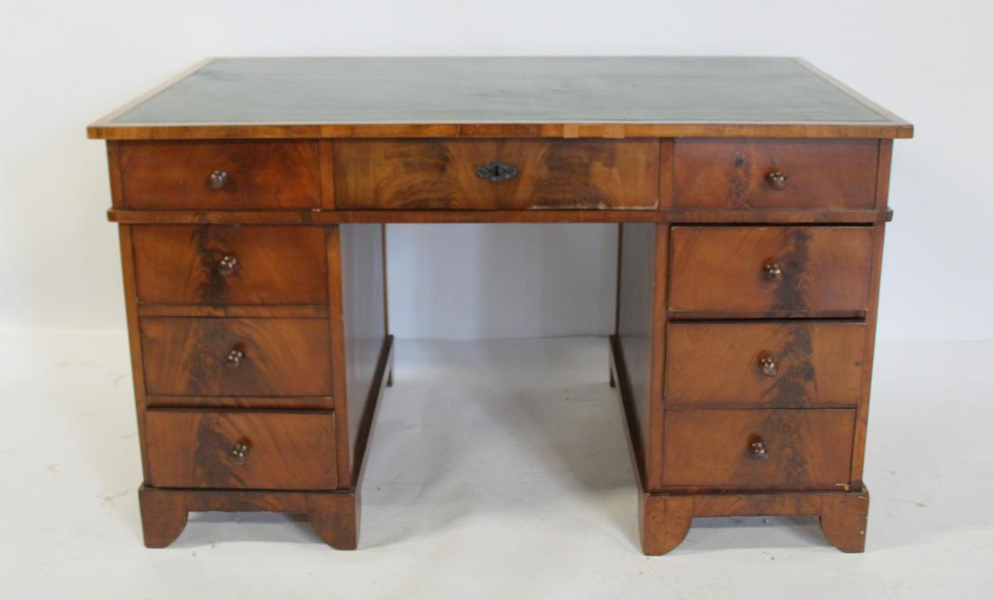 Antique Continental Leathertop Kneehole Desk. (1 of 9)