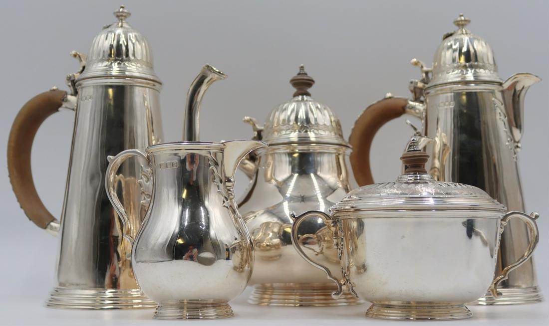 SILVER. (5) Piece English Silver Tea Service. (1 of 15)