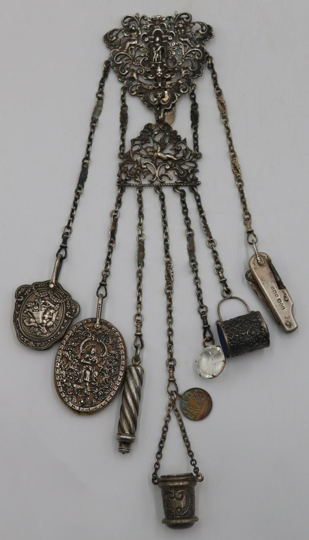 SILVER. English Silver Chatelaine and Accessories. (1 of 14)