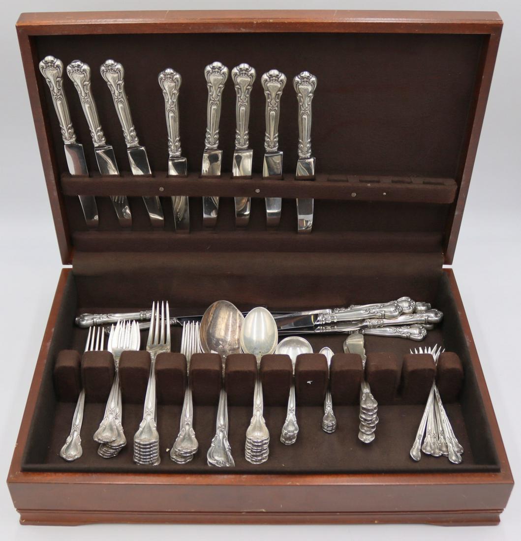 STERLING. Gorham Chantilly Sterling Flatware Set. (1 of 5)