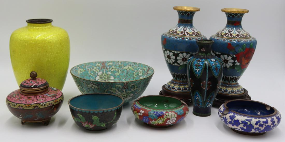 Grouping of Cloisonne and Enamel Vases. (1 of 12)