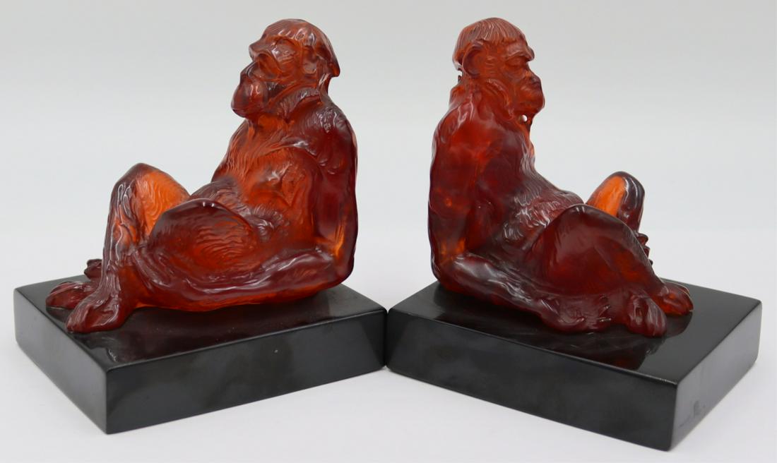 Pair of Carved Possibly Amber Monkey Form Bookends (1 of 11)
