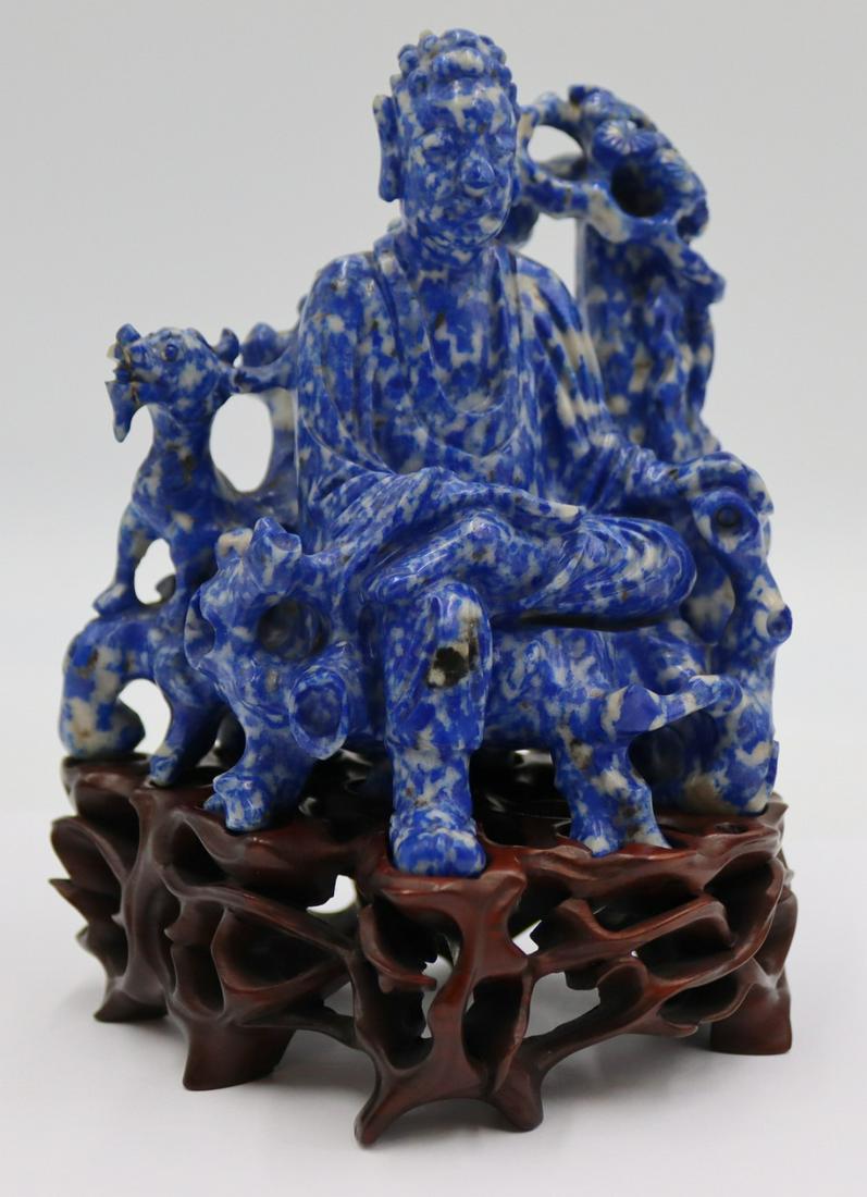 Carved Sodalite Figural Grouping of a Warrior. (1 of 9)