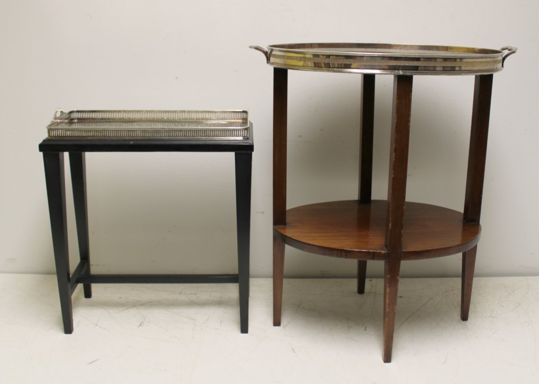 2 Vintage Silverplate Tray Top Style  Side Tables. (1 of 6)