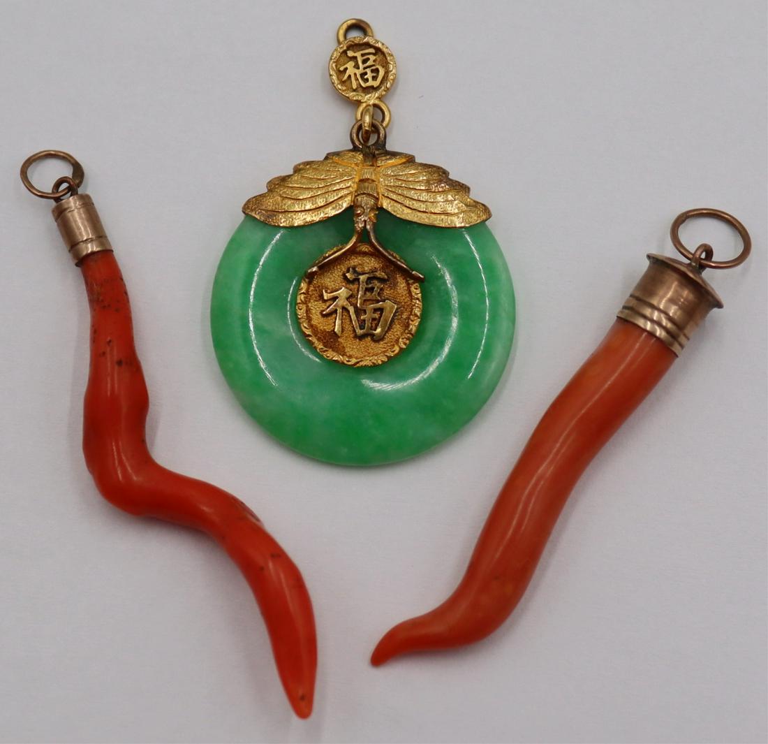 JEWELRY. Coral and Jade Jewelry Grouping. (1 of 10)