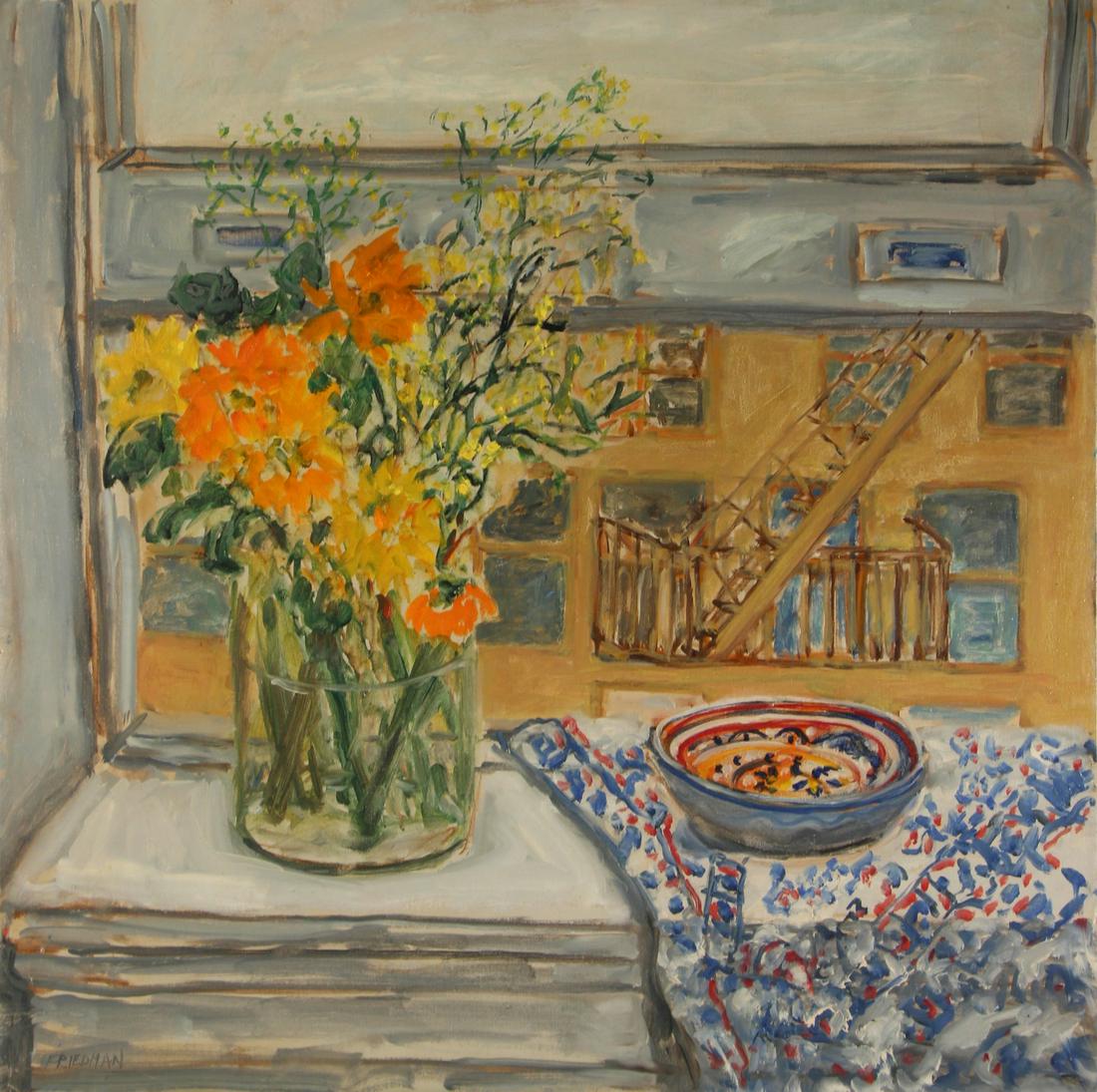 ARNOLD FRIEDMAN (AMERICAN, 1874-1946).: Oil on canvas. Still Life. Signed lower left. From a Long Island, NY collection. - Dimensions: 30.25'' high x 30'' wide