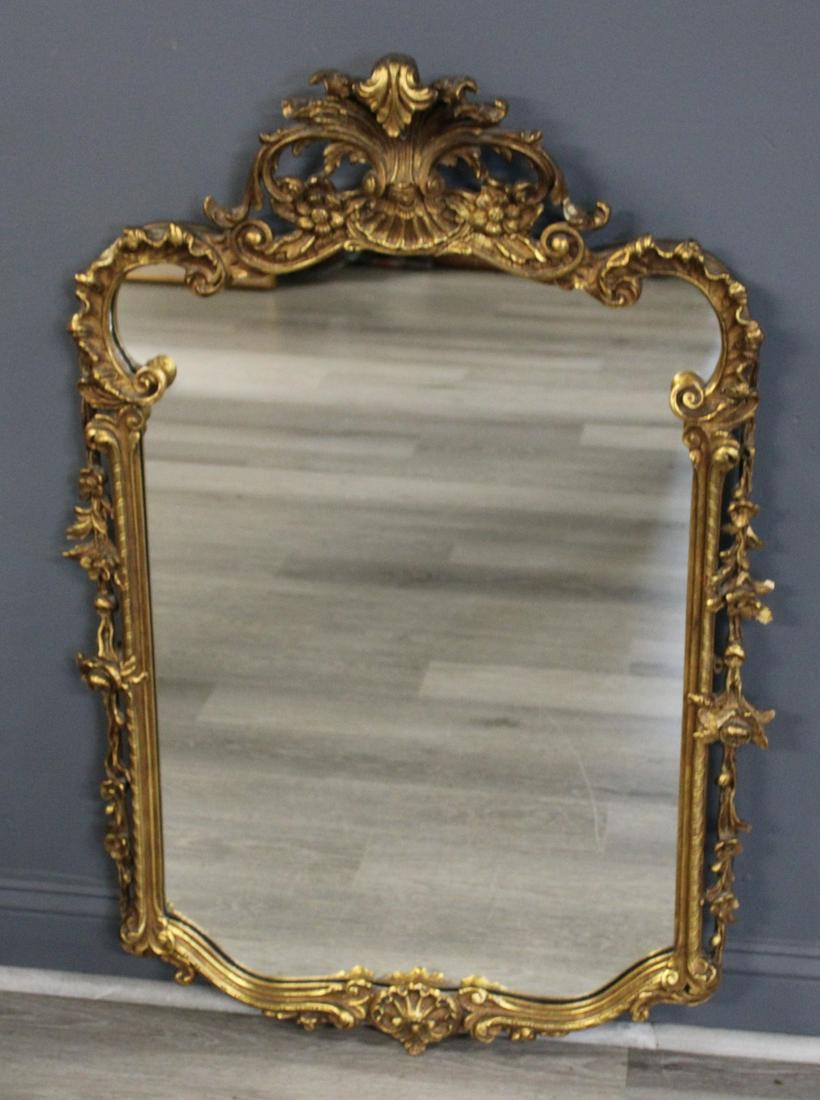 Antique Carved And Giltwood Mirror.: Nice quality and patina. From a New Hyde Park LI estate. - Dimensions: 43" x 28"