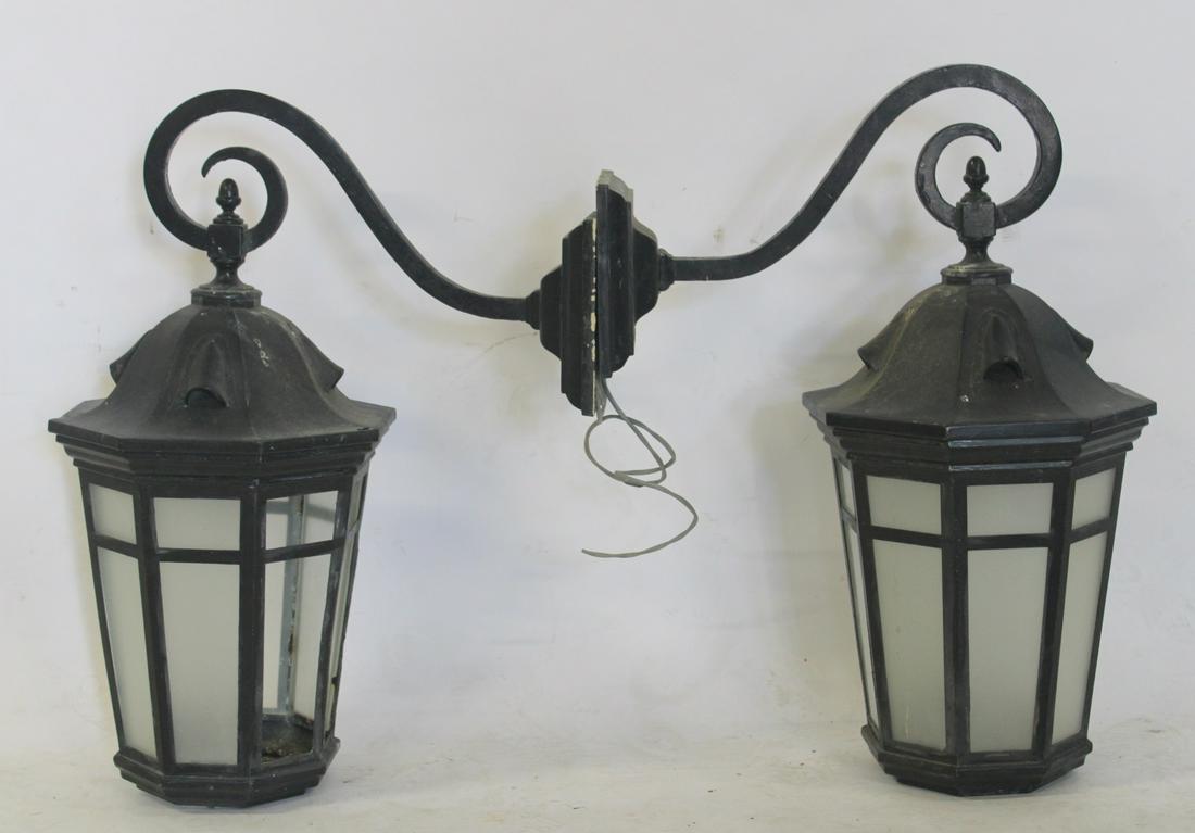 An Antique Pair Of Patinated Metal Lanterns With (1 of 8)