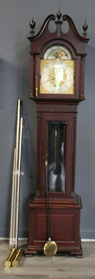 Antique Mahogany Tallcase Clock With 5 Tubes & (1 of 9)