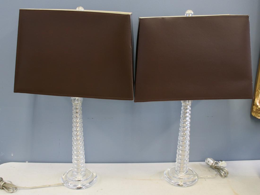 Pr Of Glass Lamps With Shades (1 of 2)