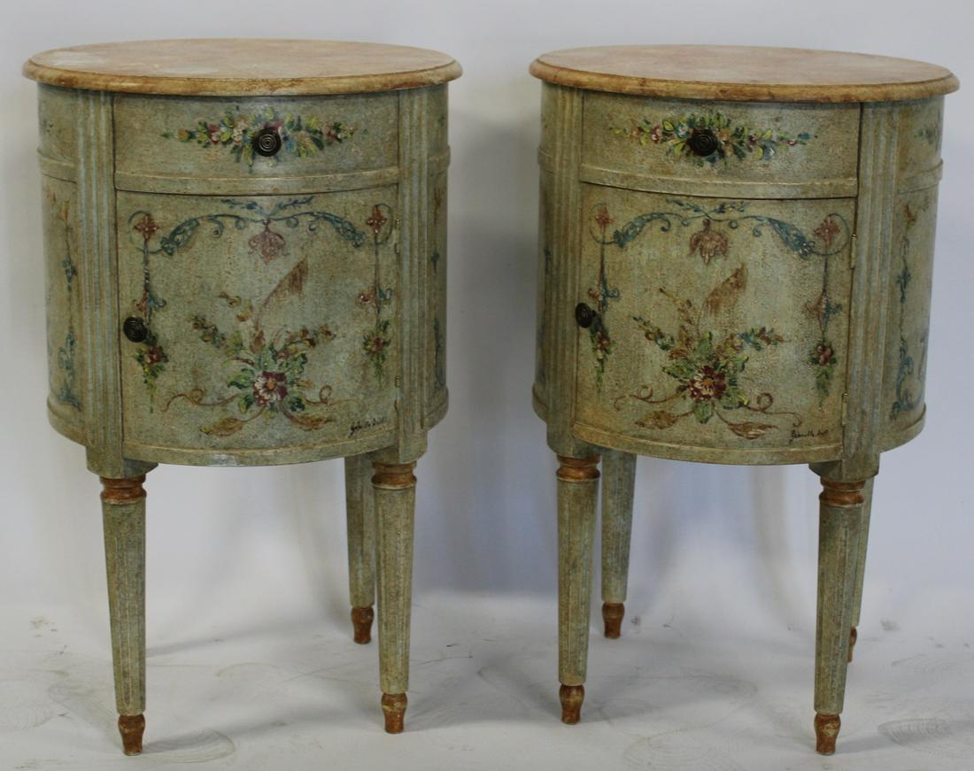 A Vintage Pr Of Paint Decorated & Faux Finished (1 of 6)