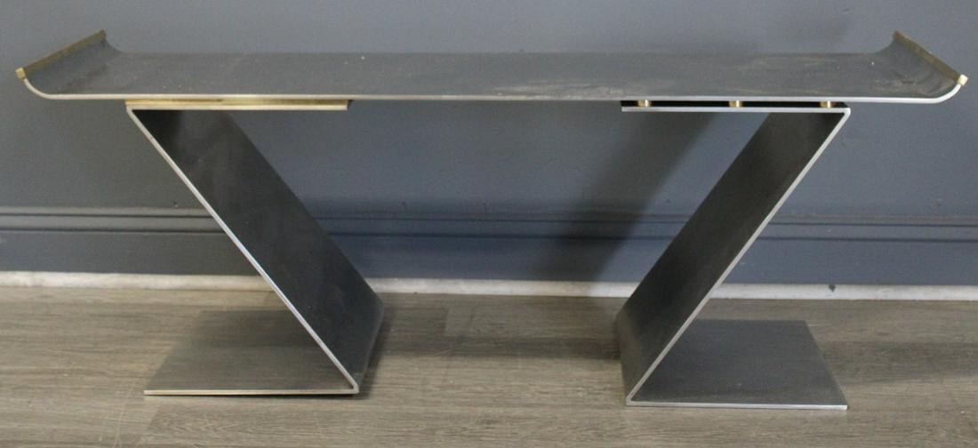Signed Modernist Stainless Steel Bench. (1 of 11)