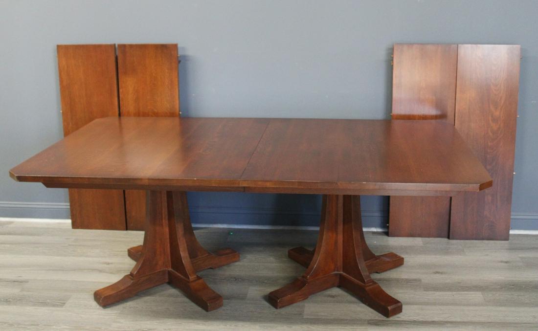 Stickley Audi Oak Arts Crafts Style Twin Pedestal (1 of 7)