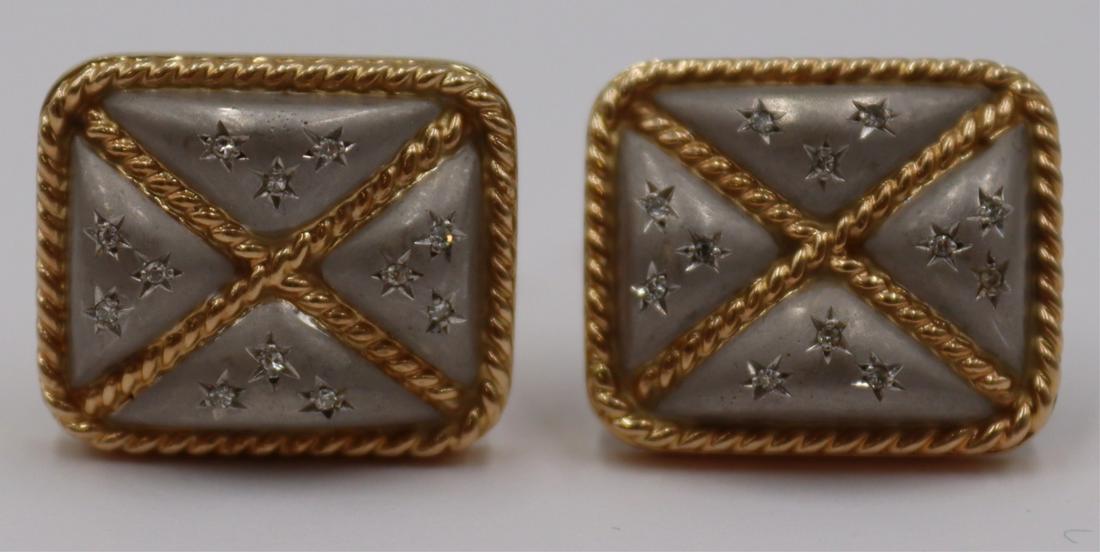 JEWELRY. Pair of 14kt Bi-Color Gold and Diamond (1 of 7)