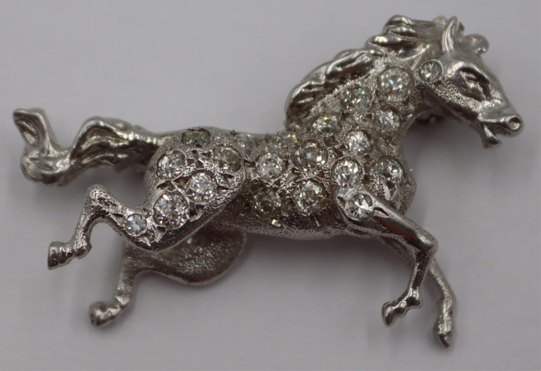 JEWELRY. 14kt Gold and Diamond Horse Brooch. (1 of 9)