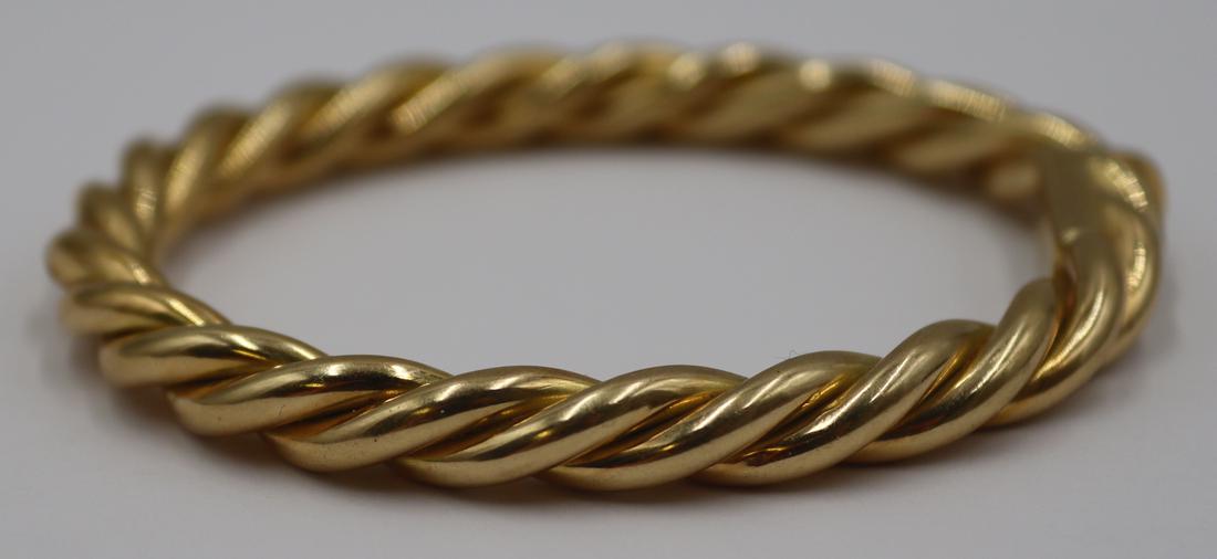 JEWELRY. Italian 18kt Gold Hinged Bracelet. (1 of 7)
