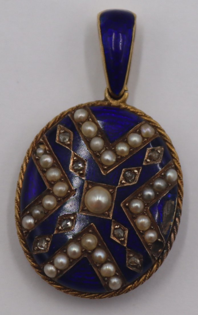 JEWELRY. Victorian 14kt Gold, Enamel, Seed Pearl & (1 of 14)