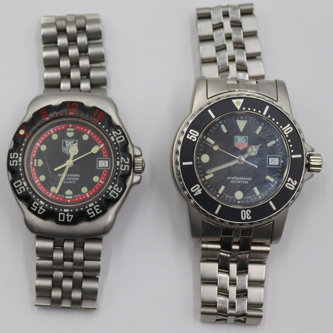 JEWELRY. (2) Vintage Tag Heuer Stainless Watches. (1 of 14)