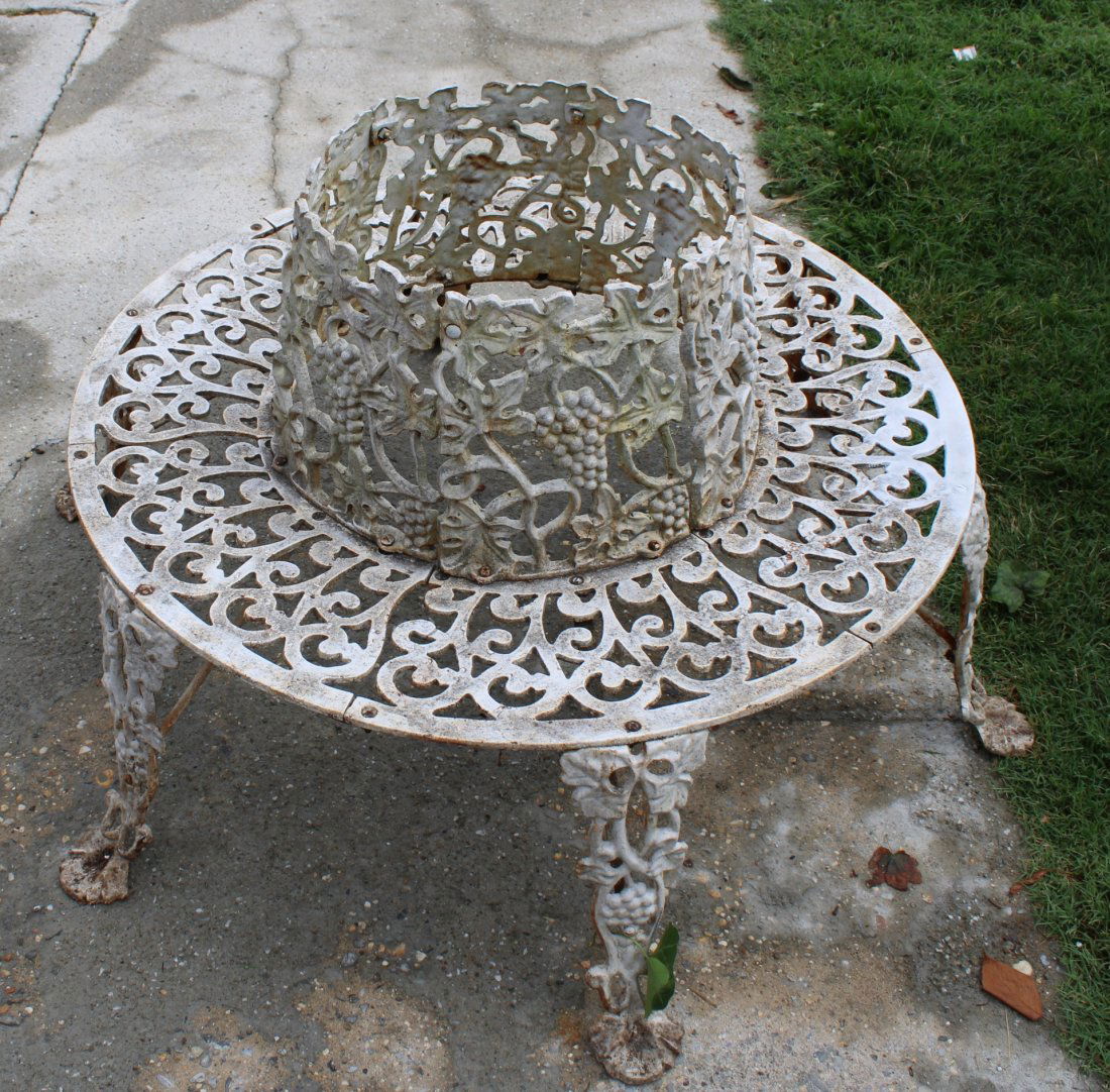 Antique Cast Iron Tree Bench Forms A Circle Around The