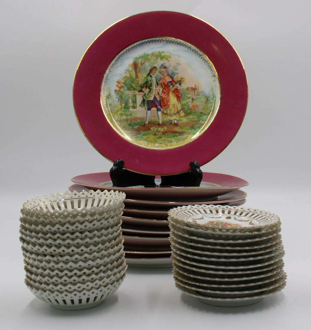 9 German Porcelain Plates &12 Dresden Reticulated (1 of 13)