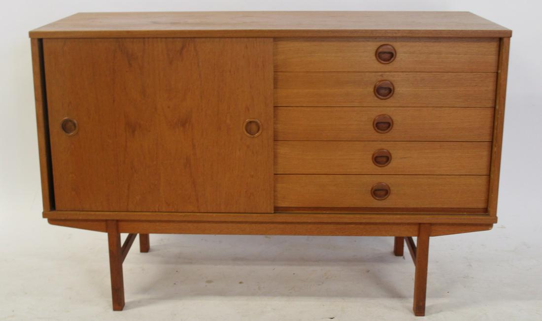 Midcentury 5 Drawer, Sliding Door Cabinet (1 of 6)