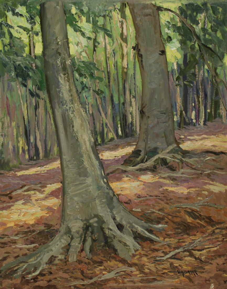 W. A. Drake Signed Oil on Board Forest Scene. (1 of 4)