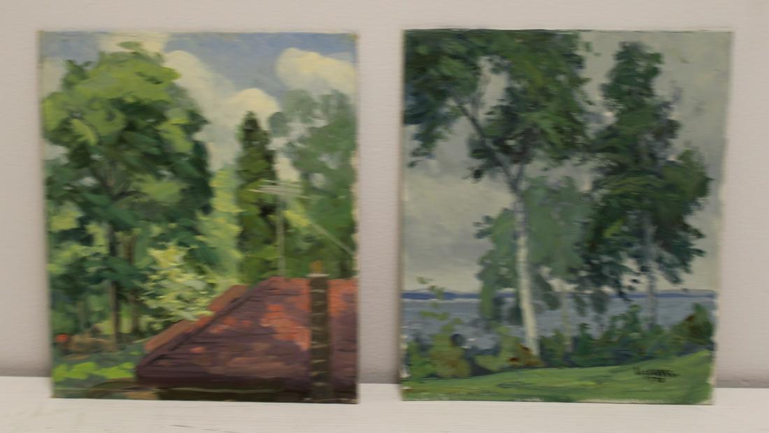 2 W.A Drake Oils on Canvas Board.: 2 Landscapes. One signed and dated 1973 on the lower right. From the artist's estate. - Dimensions: 12" high x 10" wide