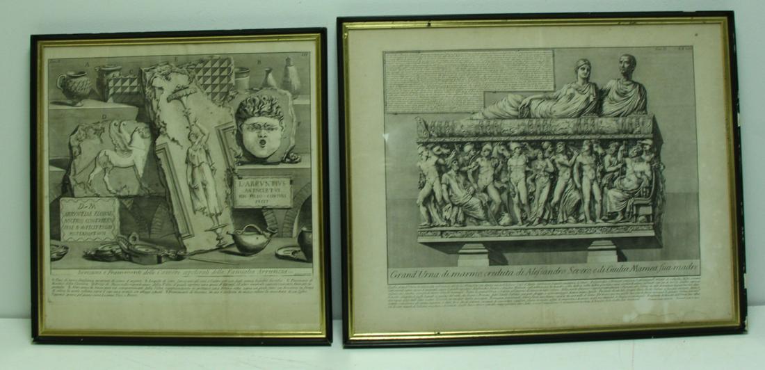 Pair of Piranesi Etchings.: From a Long Island, NY estate. Dimensions: 20" high x 19.5" wide; 21" high x 26.5" wide.
