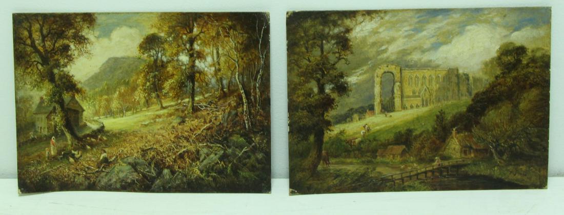 2 H. Peach Signed Oil on Canvas Board Landscapes. (1 of 6)